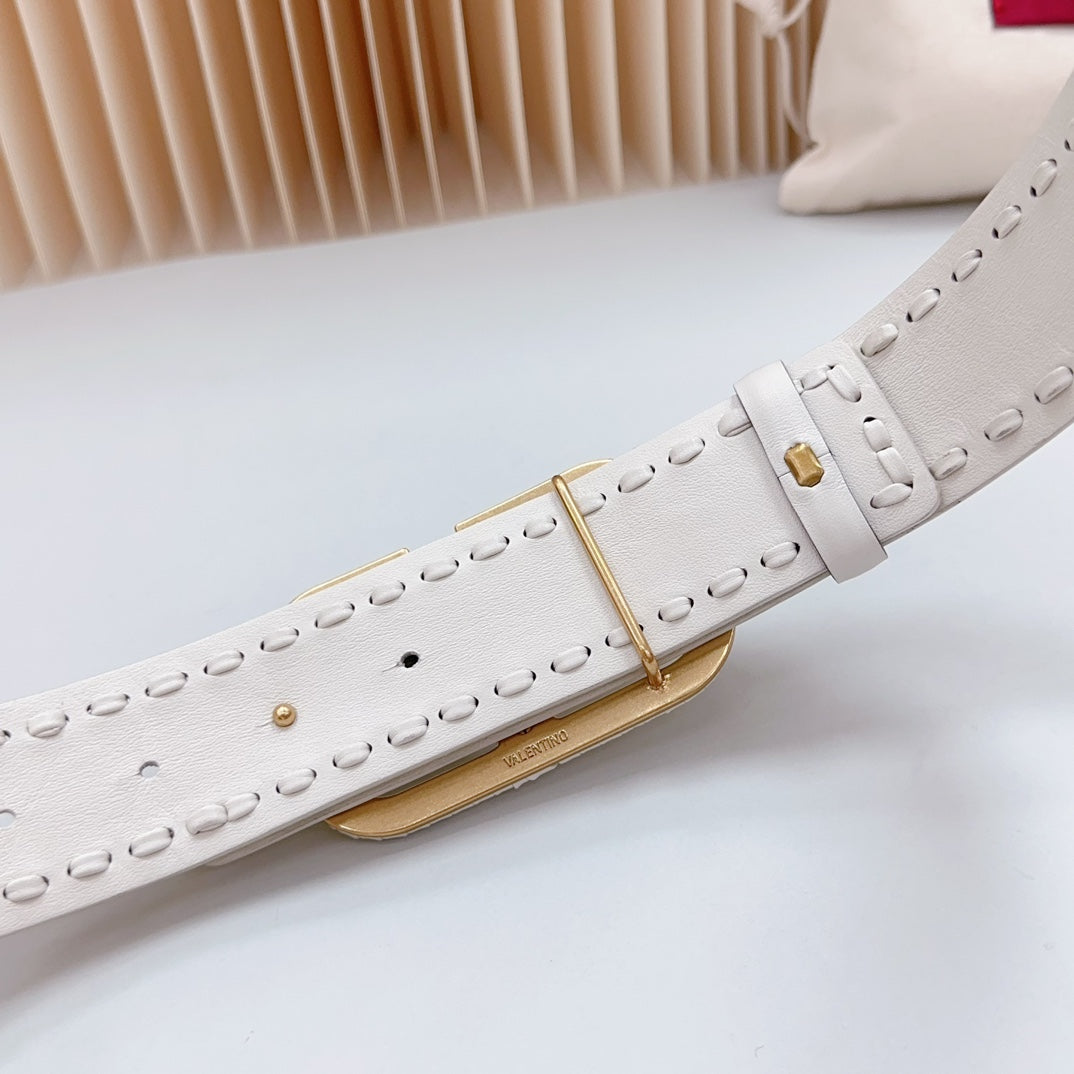 Vlogo White Leather Buckle 40mm White - 30