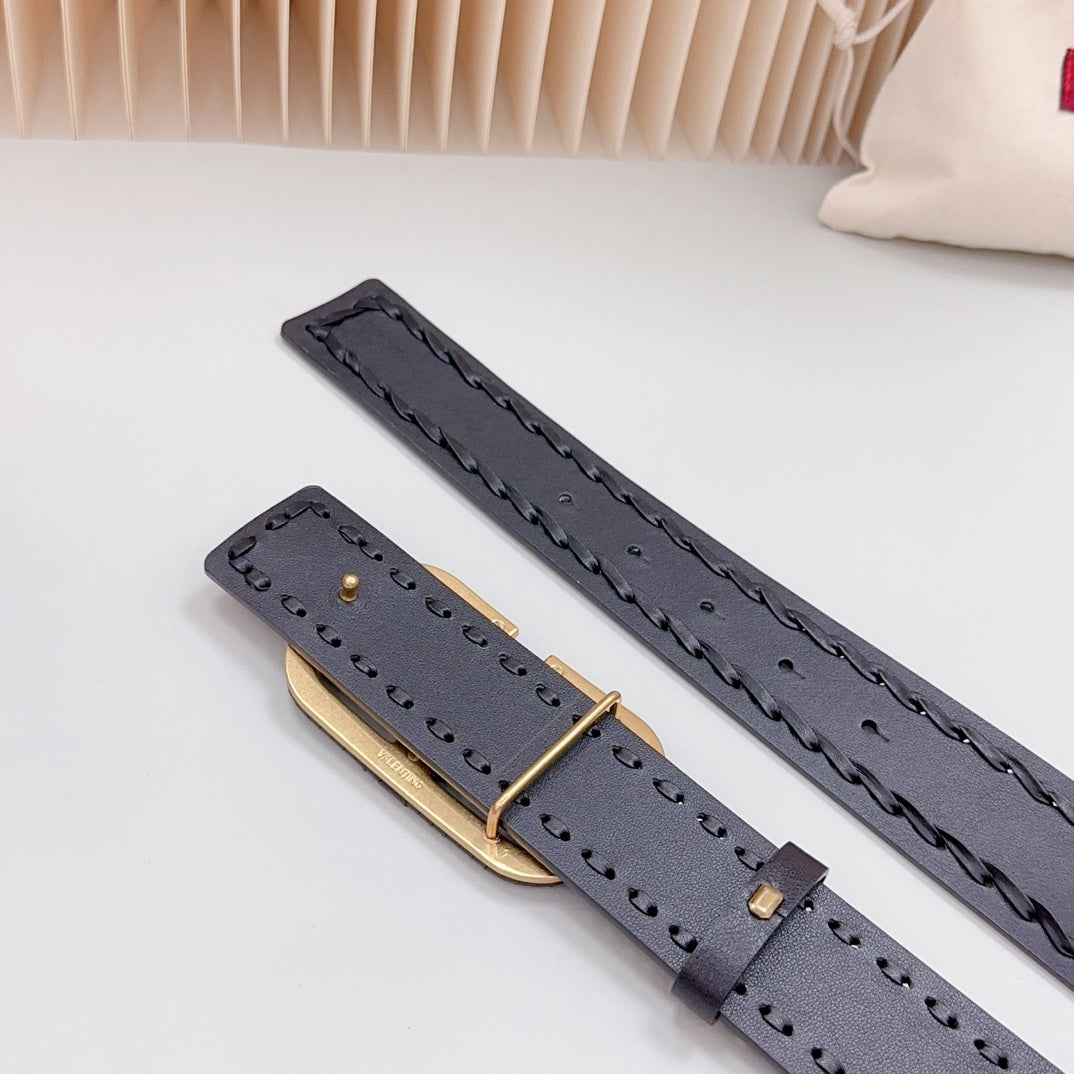 Vlogo Black Leather Buckle 40mm Black - 30