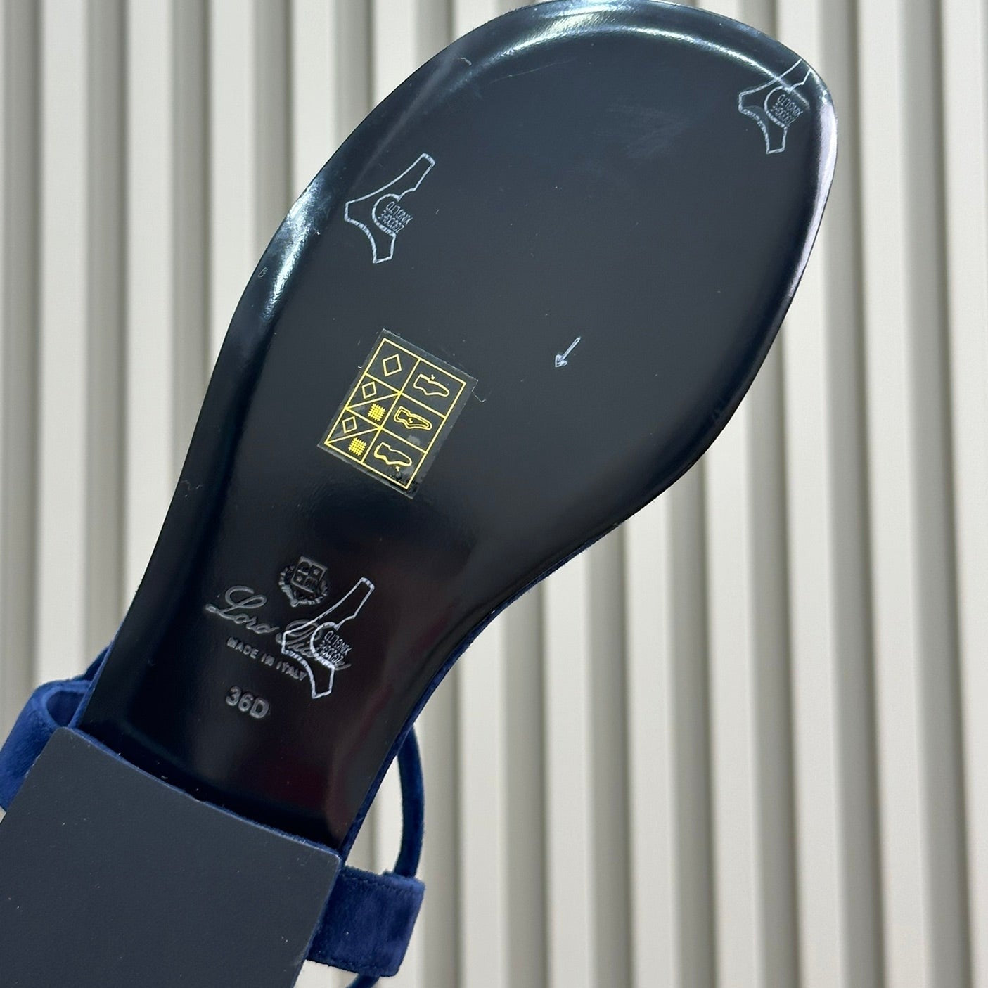 Loro Piana Navy Blue Mindil Sandal In Leather - 35