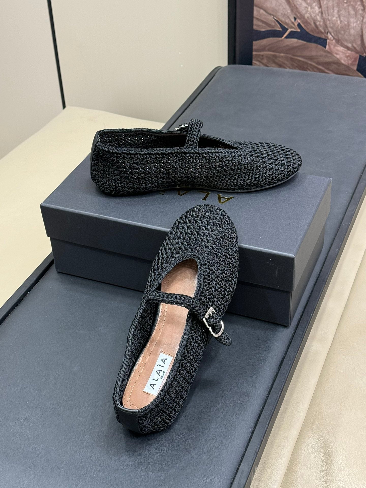 HANDWOVEN BALLET FLAT BLACK - 35