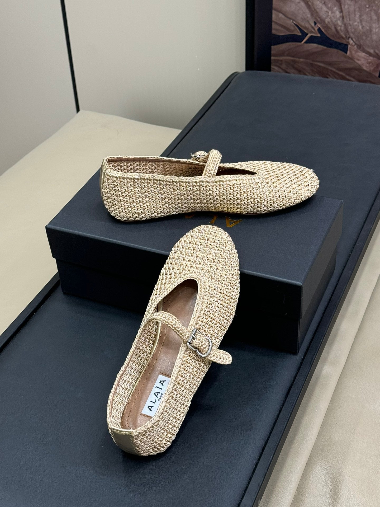 HANDWOVEN BALLET FLAT BEIGE - 35
