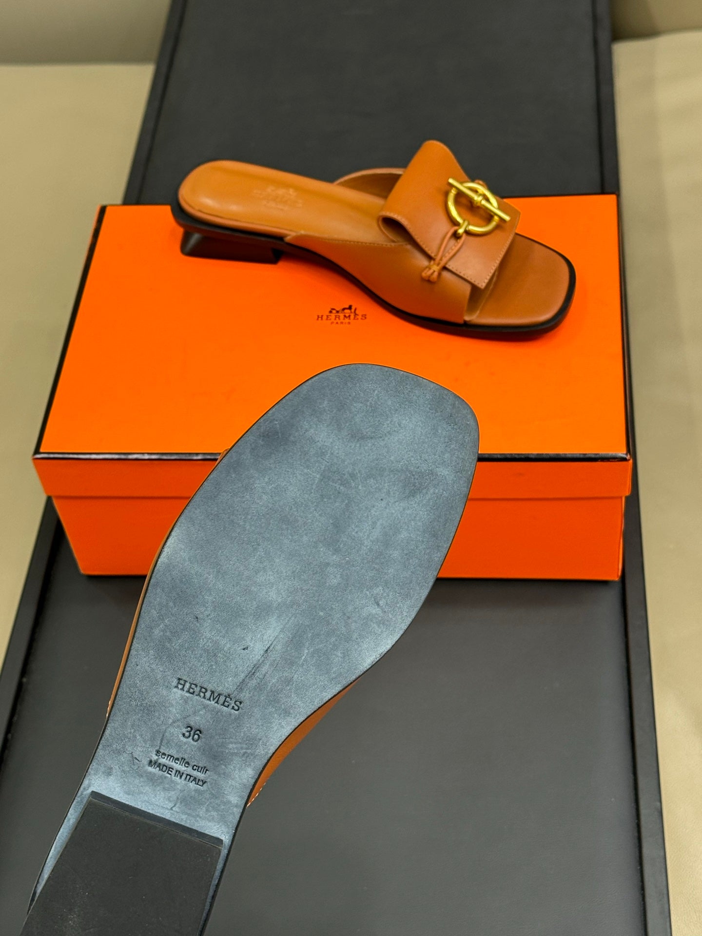 ISLE SANDAL IN BRONZE BROWN CALFSKIN - 35 / 1 cm