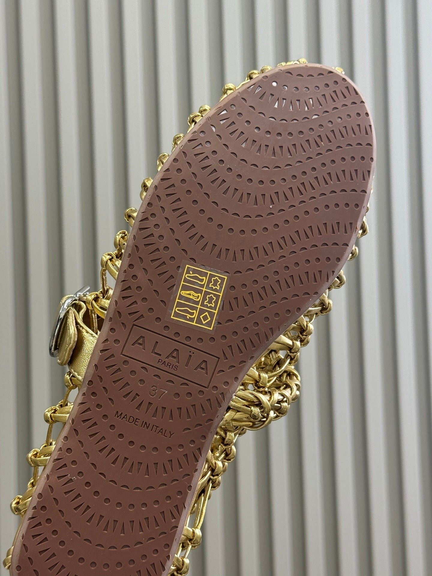 ALAIA MARY JANE FLATS 25S IN GOLD MESH CALSKIN WITH SILVER HARDWARE - 35