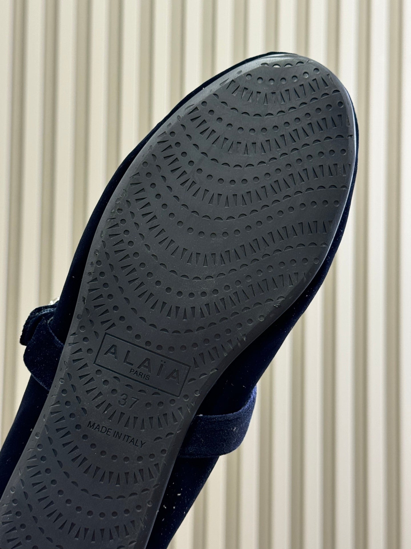 ALAIA 25S BALLET FLATS IN DARK BLUE VELVET - 35