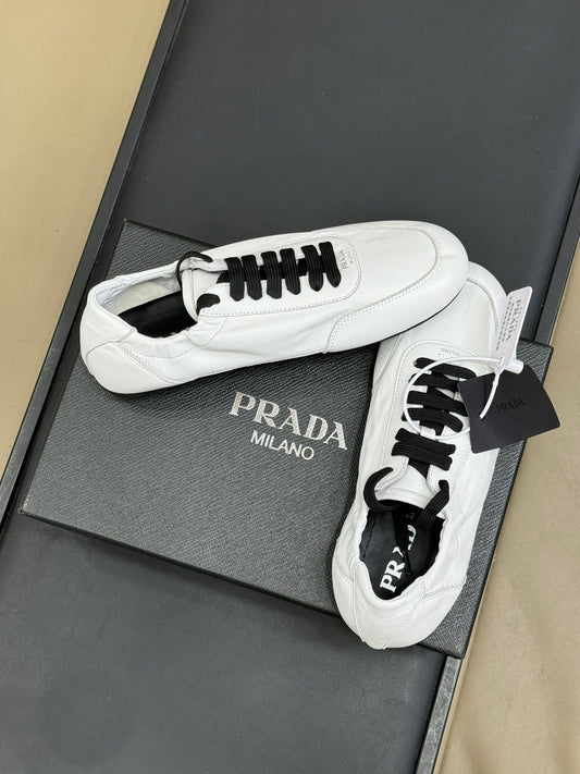 PRADA 25S БАЛЕТКИ COLLAPSE З БІЛОЇ ТЕЛЯЧОЇ ШКІРИ - 35