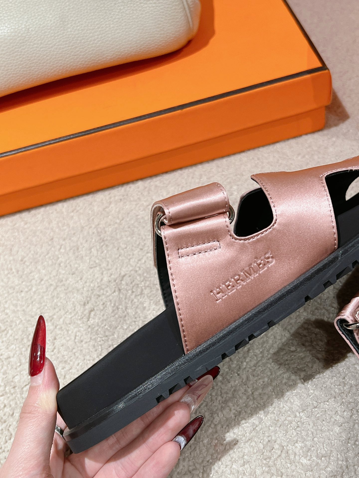 CHYPRE SANDAL BLACK MIX PASTEL PINK CALFSKIN - 35