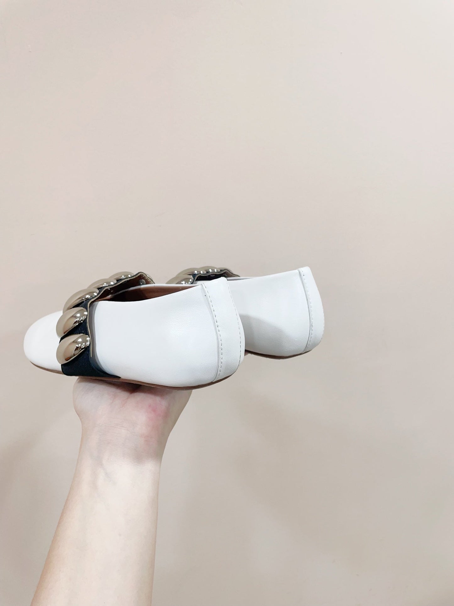 ALAIA TRIBALE BALLET FLATS IN WHITE LAMBSKIN - 35