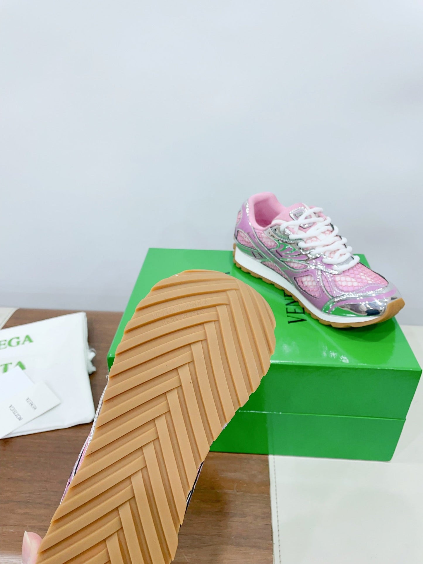 ORBIT SNEAKER IN BLUSH PINK TECHNICAL FABRIC AND METALLIC MESH - 35