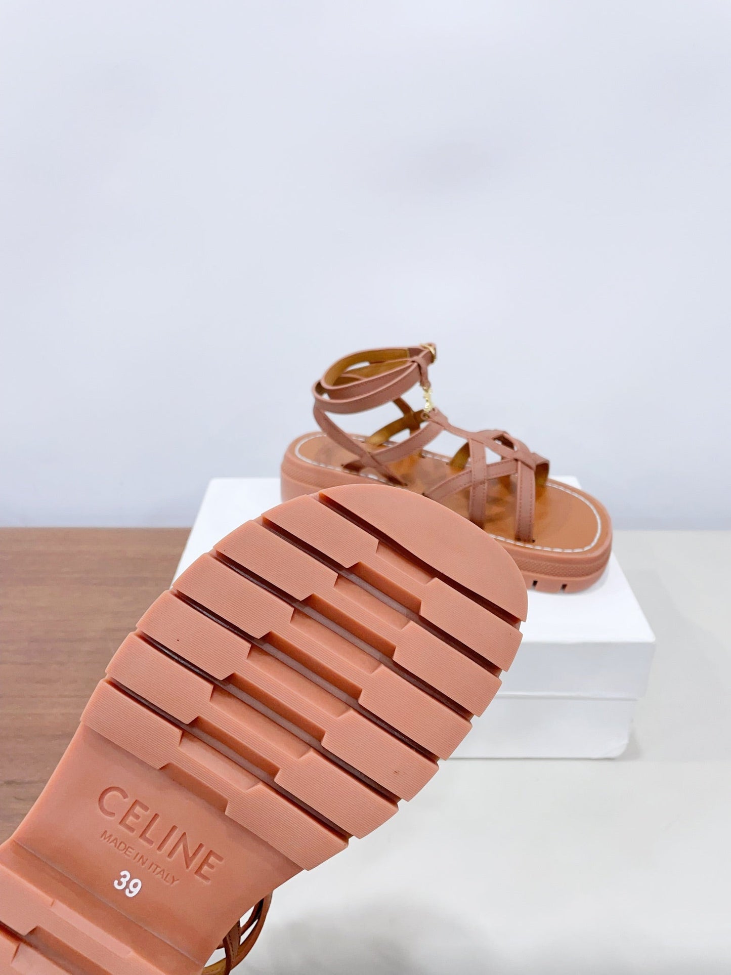 CLEA TRIOMPHE STRAPPY SANDAL IN BRONZE BROWN CALFSKIN - 35