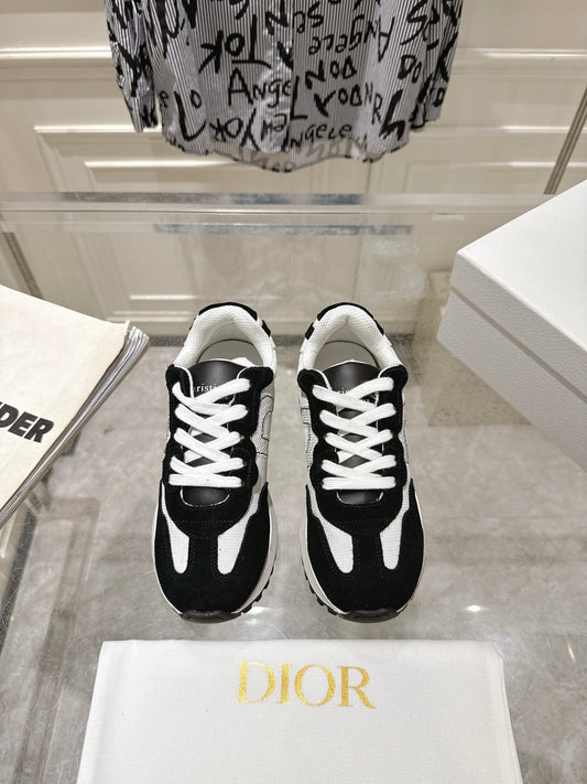 DIOR 25S КРОСІВКИ C'EST DIOR З БІЛОЇ ТА ЧОРНОЇ ТЕЛЯЧОЇ ШКІРИ Й ЗАМШІ - 35