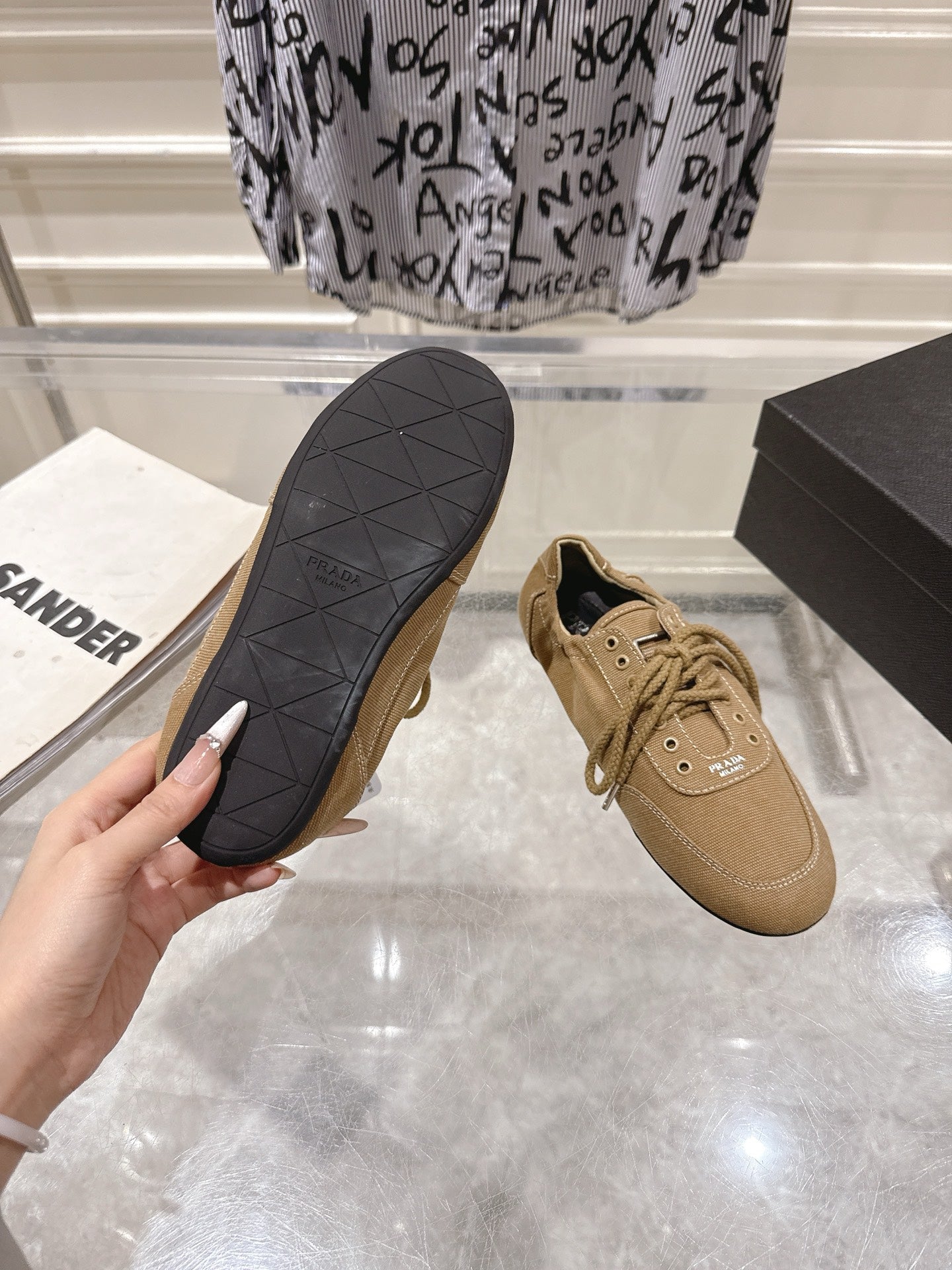 КРОСІВКИ PRADA 26S COLLAPSE З КОРИЧНЕВОГО ПОЛОТНА