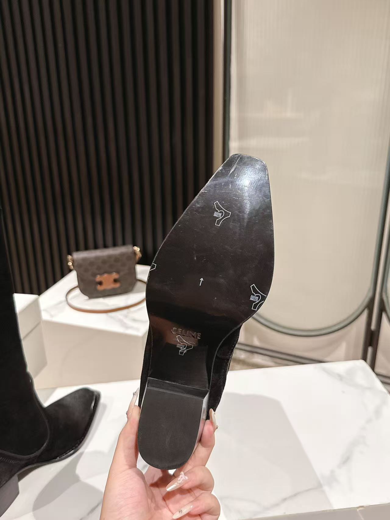 CELINE 25S HIGH BOOTS FOR FALL AND WINTER 45MM IN BLACK SUEDE - 35