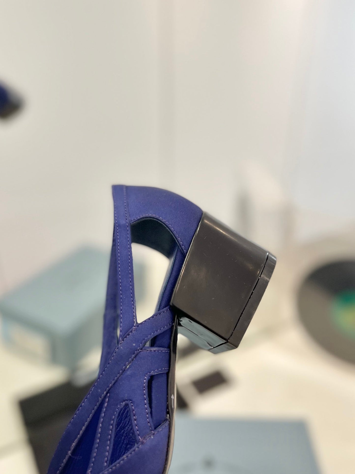 Pra Pumps 50 Square Sole Blue Suede Fabric - 35