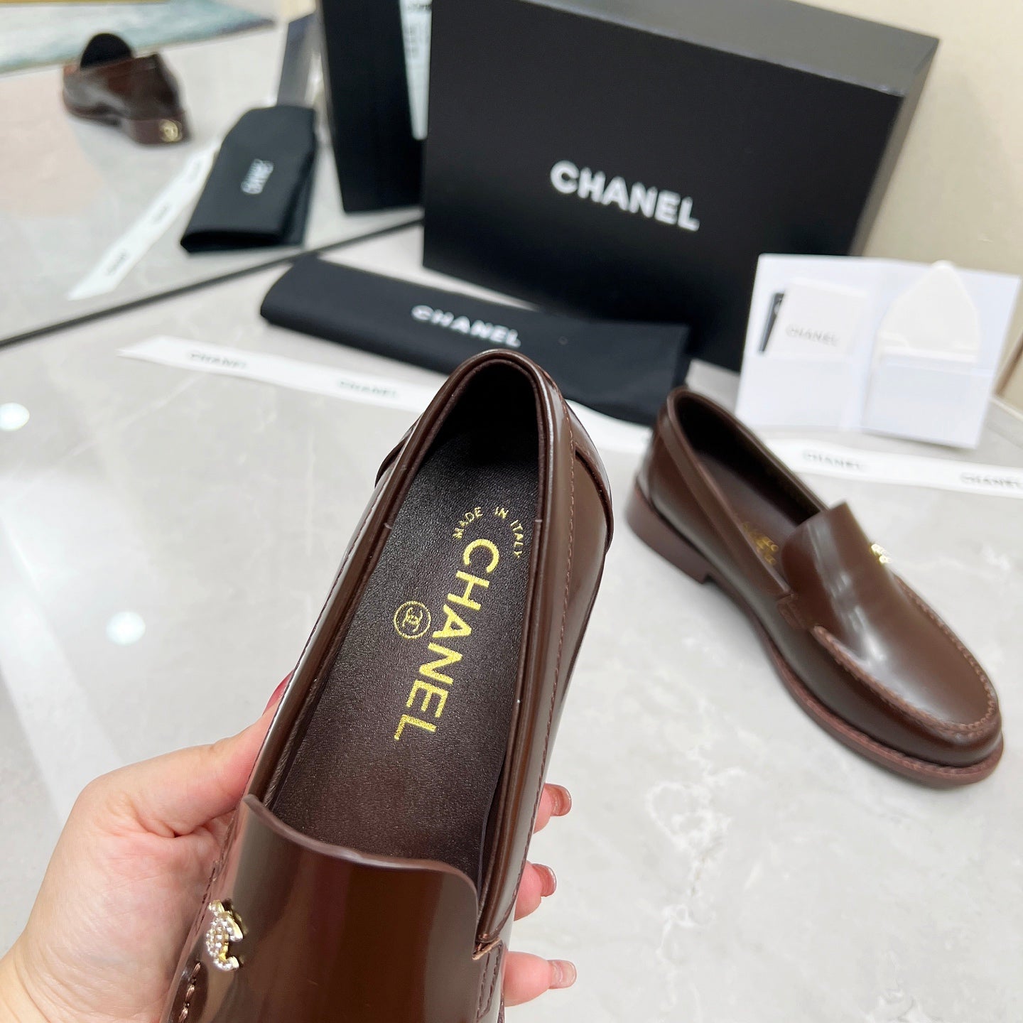 CC MOCCASINS IN BROWN CALFSKIN - 35