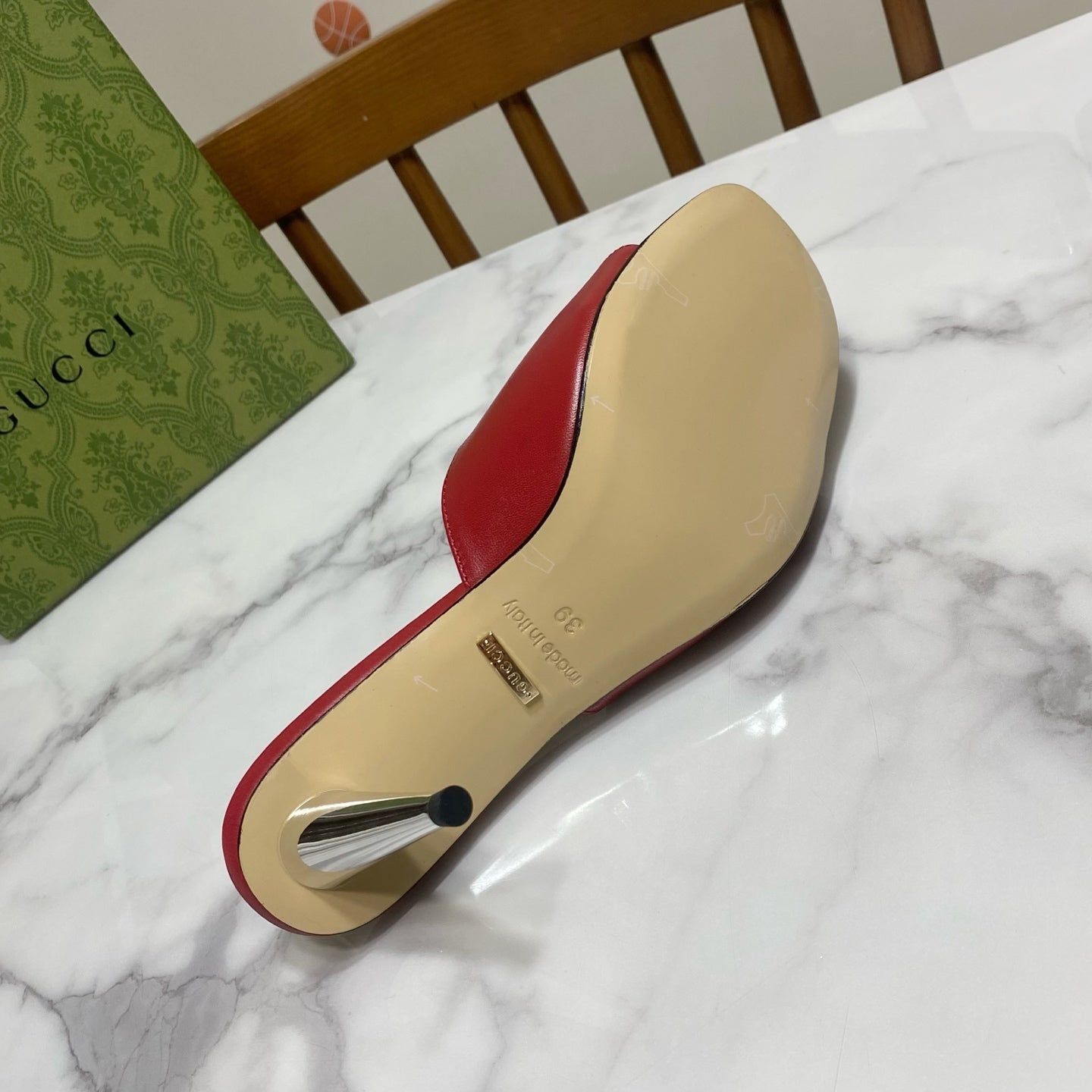 GG HIGH HEELS BLONDIE 75 IN RED LAMBSKIN WITH GOLD HARDWARE - 34