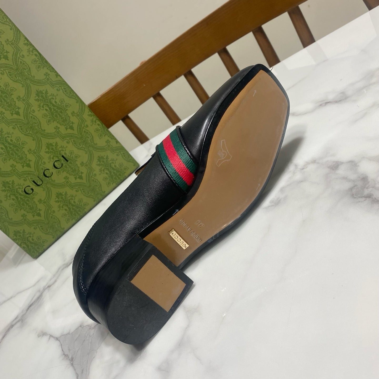 GG LOAFER 35 CM IN BLACK CALFSKIN GOLD HARDWARE - 35