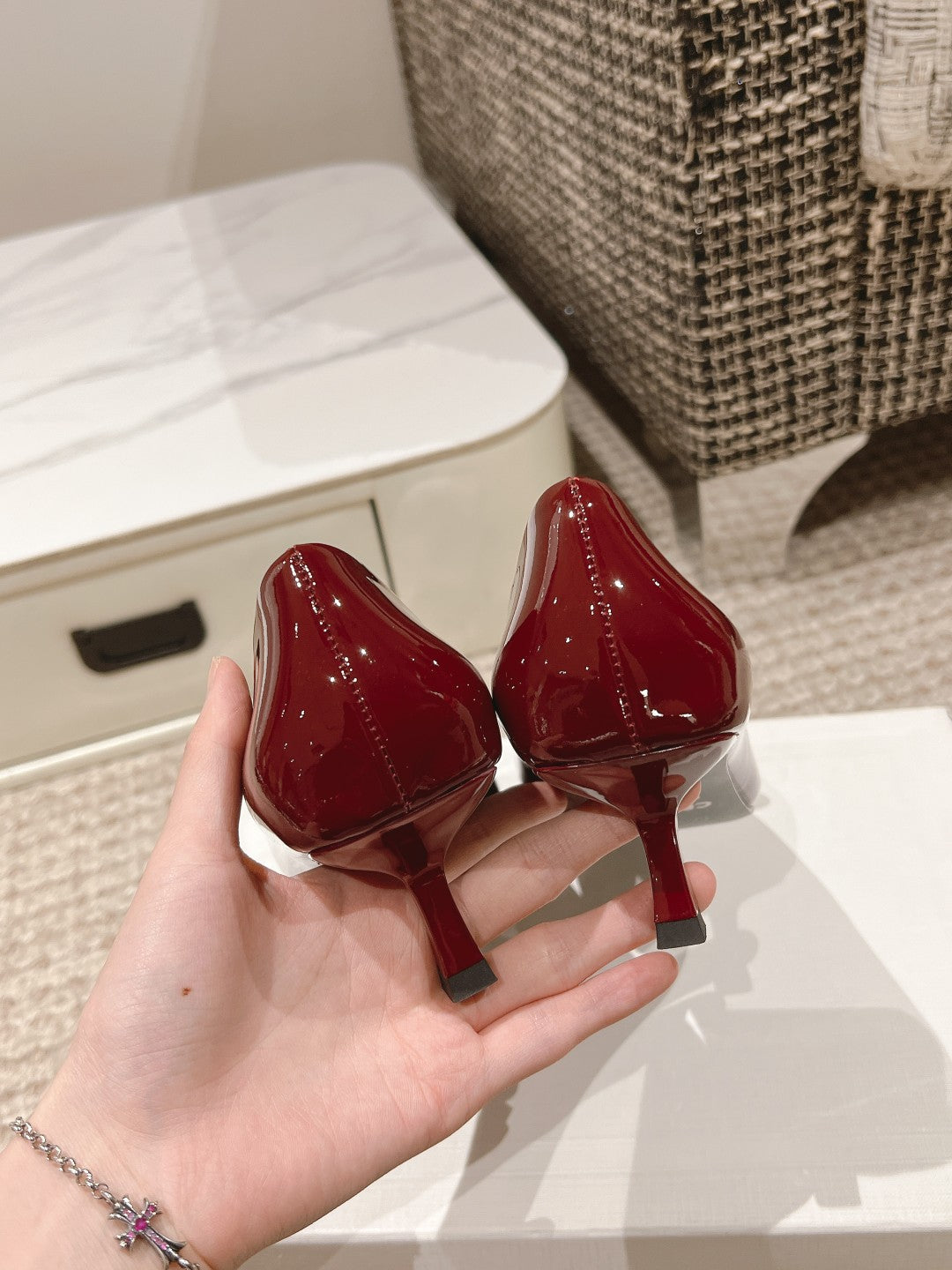 TRIOMPHE HIGH PUMP 5 CM IN RUBY RED PATENT CALFSKIN - 35