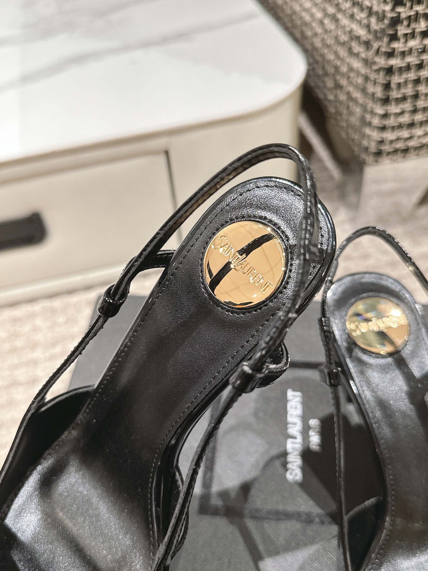 HIGH HEEL 7 CM SLINGBACK IN BLACK PATENT CALFSKIN - 35