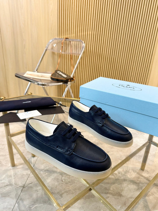 PRA LACE-UP SHOES NAVY BLUE CALFSKIN - 35