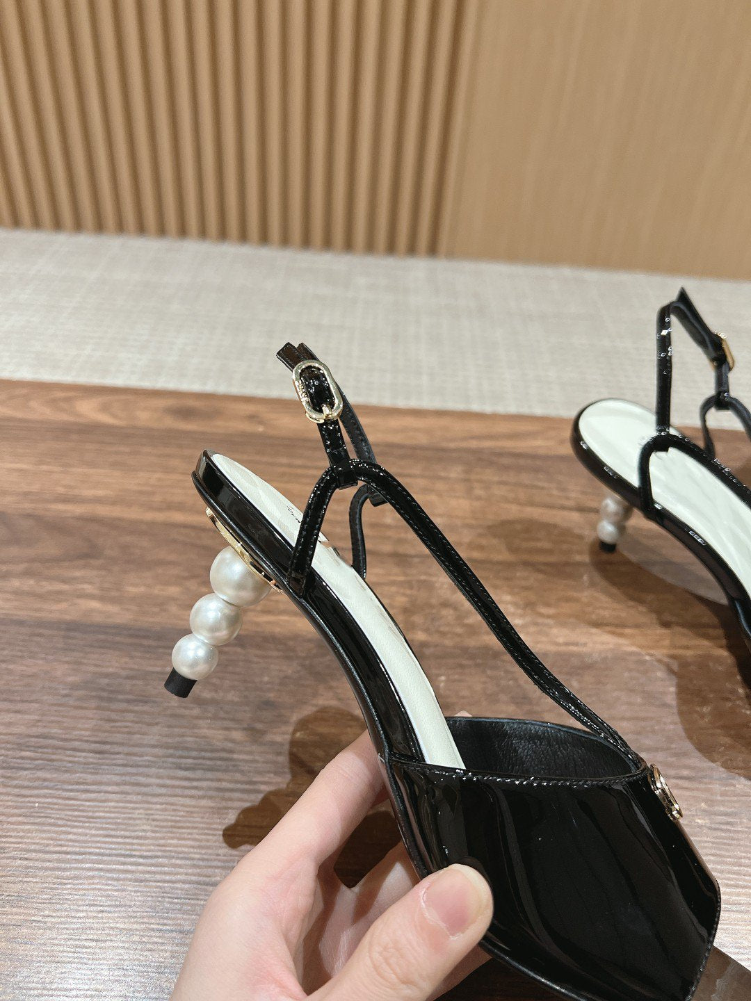 high heel 70 sandals black white patent calfskin - 35