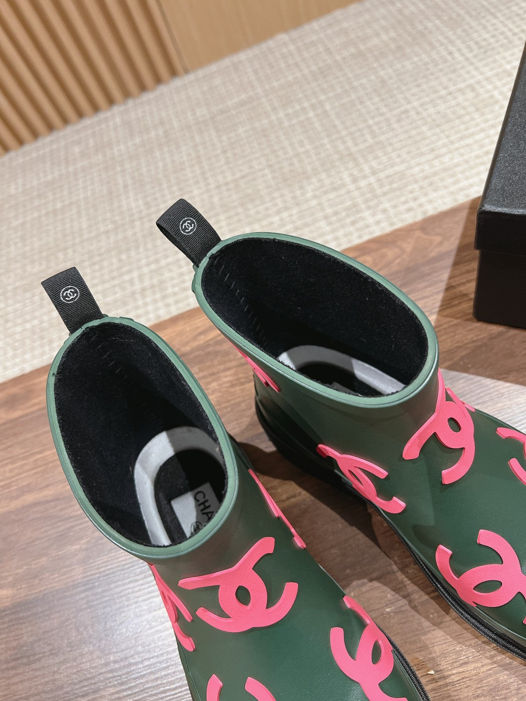 CC RAIN BOOTS GREEN FOREST TPU WITH PINK LOGO - 35