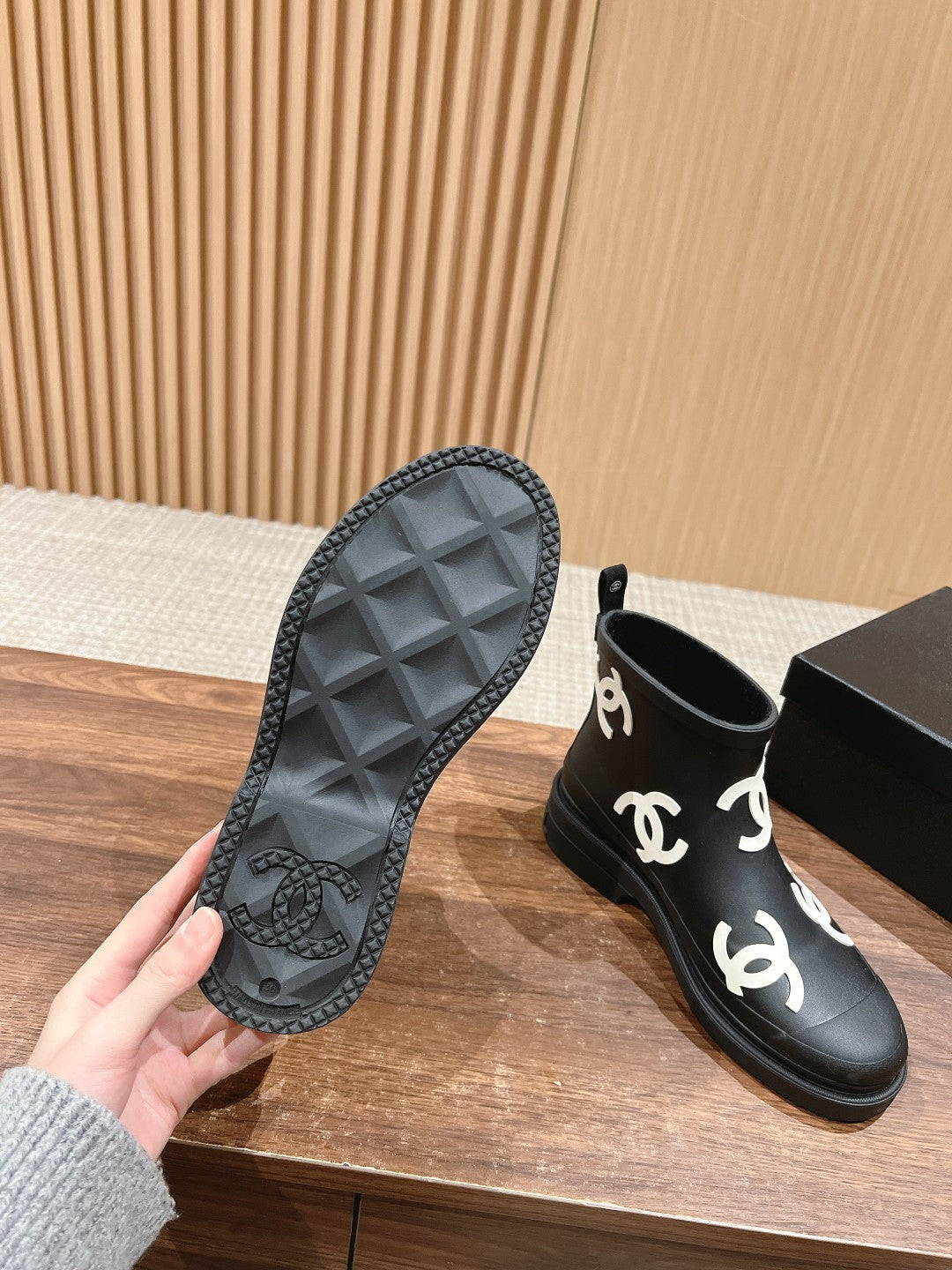 CC RAIN BOOTS BLACK TPU WITH WHITE LOGO - 35