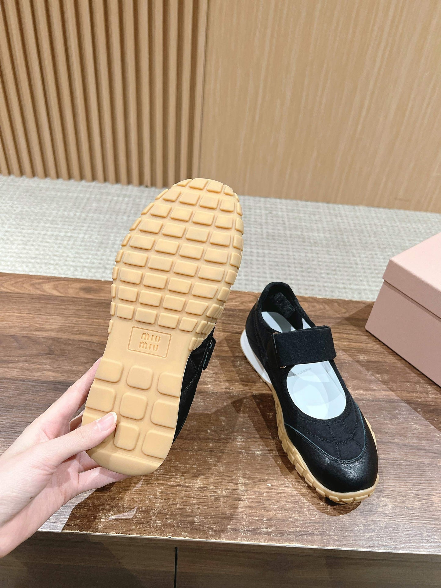 BALLET SHOES IN BLACK LAMBSKIN AND FABRIC ANTI-SLIP RUBBER SOLE - 35