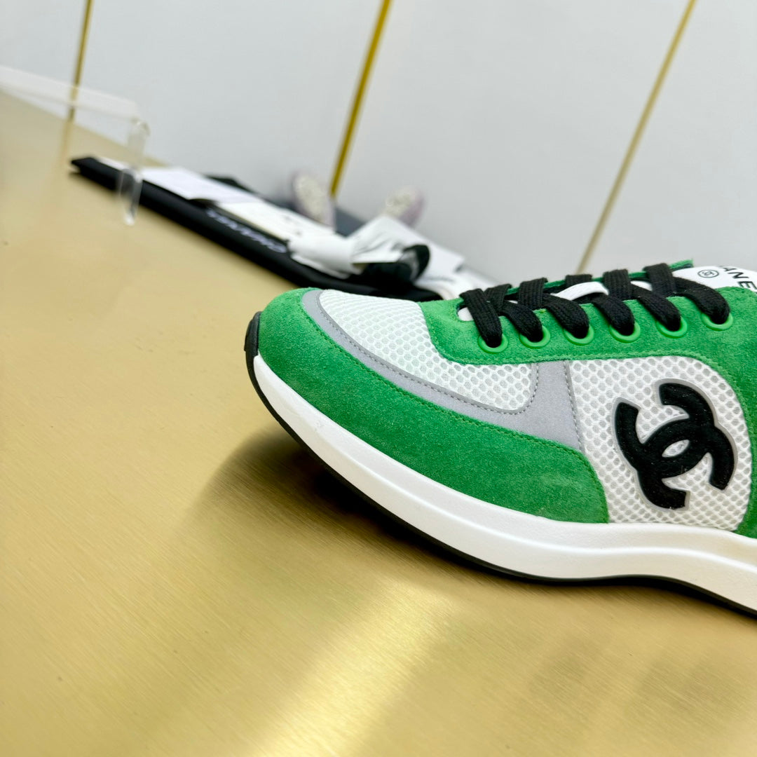 CLASSIC TRAINER IN GREEN MIX WHITE MERCERIZED VELVET - 35