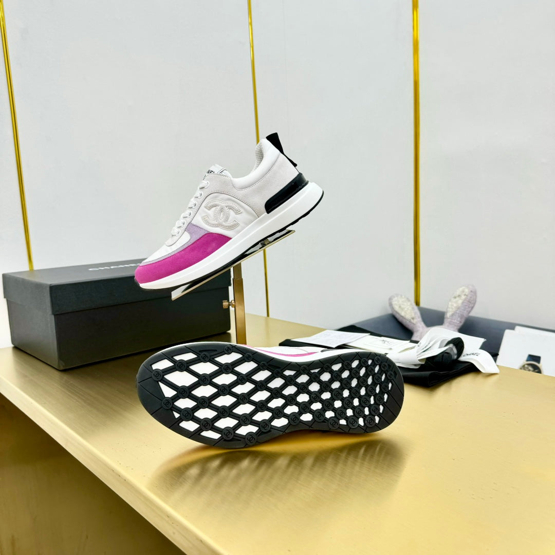 CLASSIC TRAINER IN GREY MIX BRIGHT PINK MERCERIZED VELVET - 35