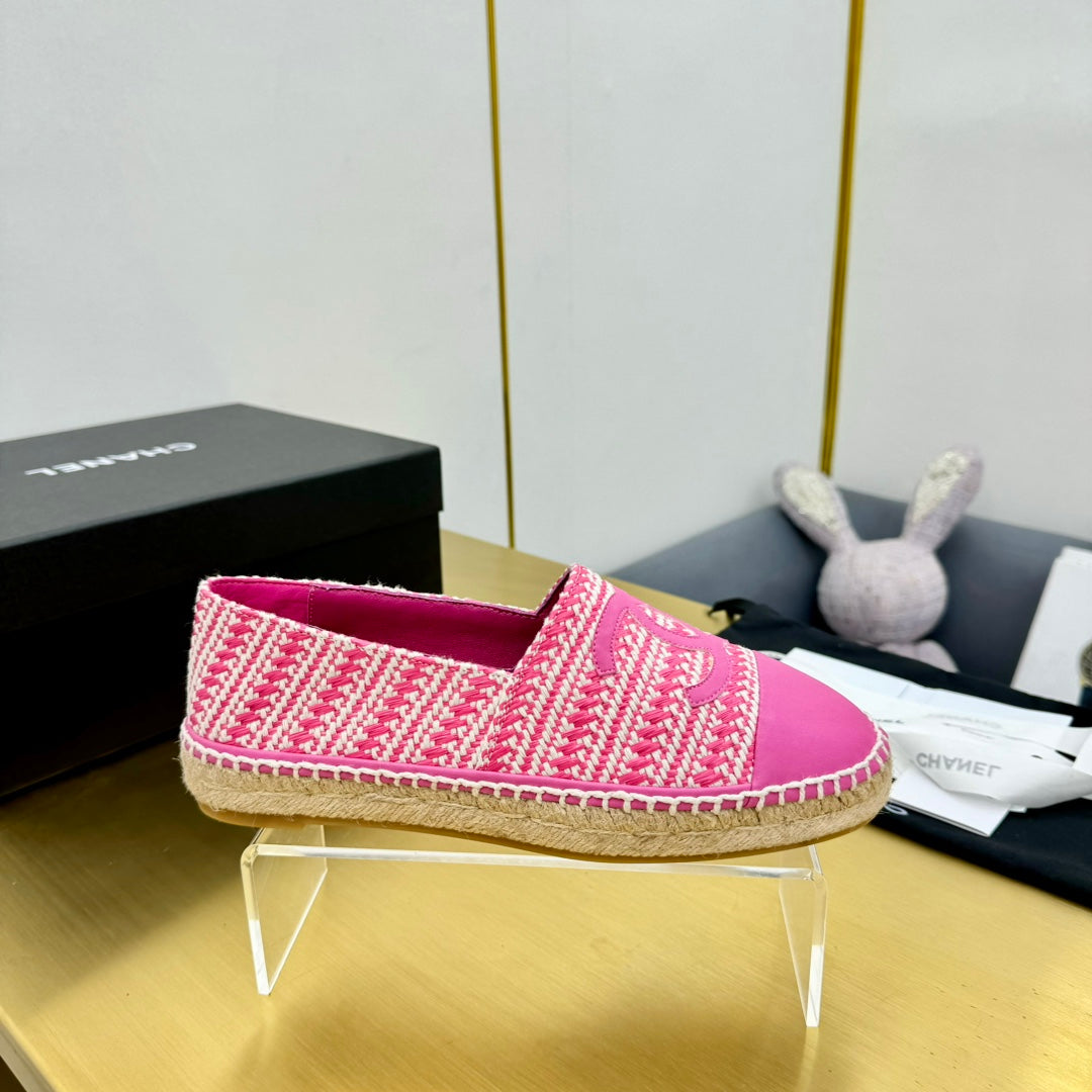 CC ESPADRILLES PLATFORM 25S IN PINK TWEED MIX CALFSKIN - 34