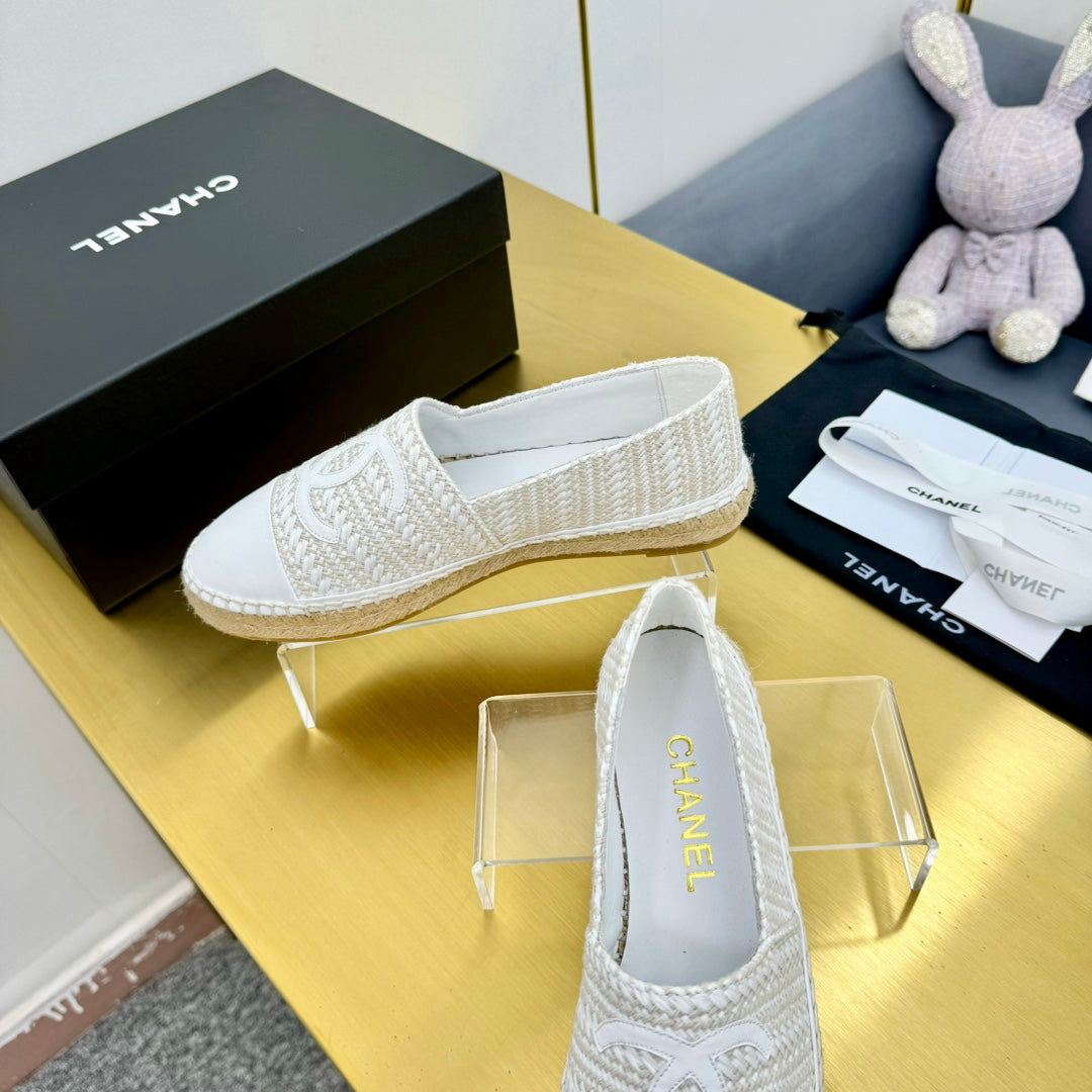 CC ESPADRILLES PLATFORM 25S IN WHITE TWEED MIX CALFSKIN - 34