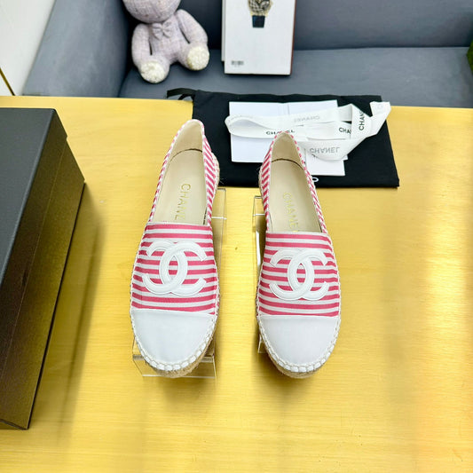 CC SLIP-ON 25S IN PINK AND WHITE FABRIC WITH STRIPED PATTERN - 34