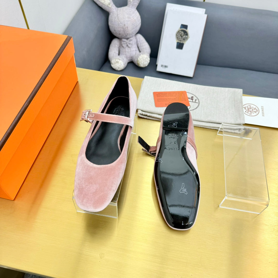HM BALLET FLATS IN LIGHT PINK SUEDE - 35