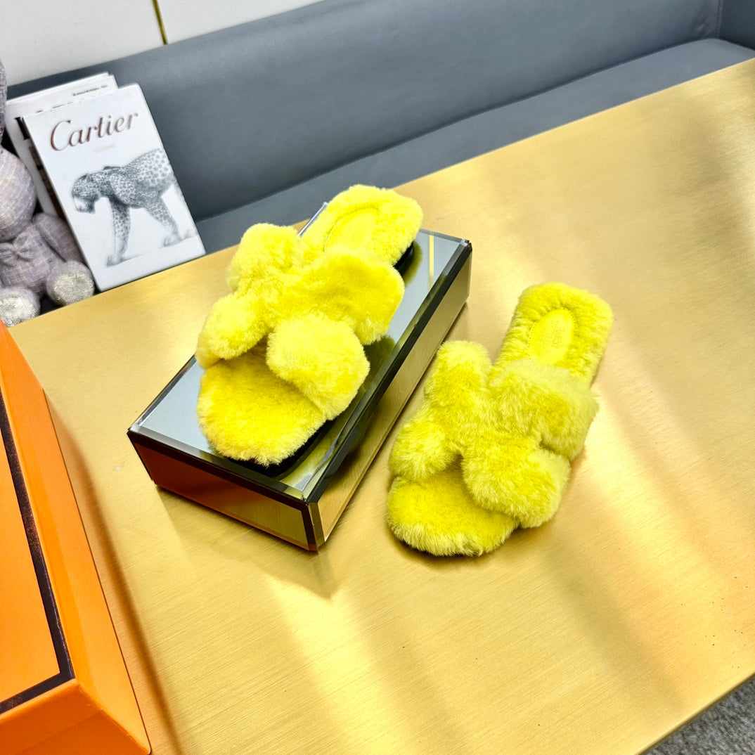 0RAN SHEARLING SANDALS SUNSHINE YELLOW - 35