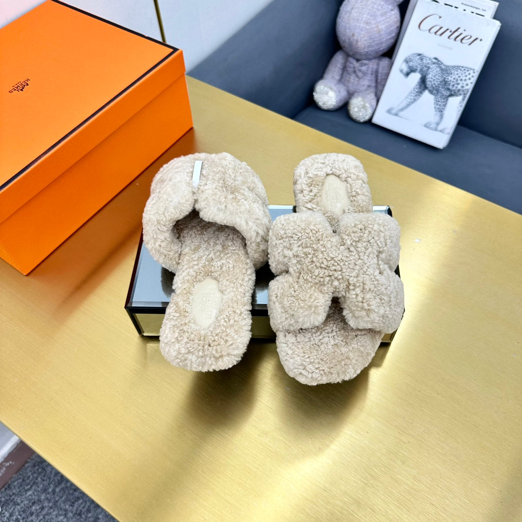 0RAN SHEARLING SANDALS ECRU TAN - 35