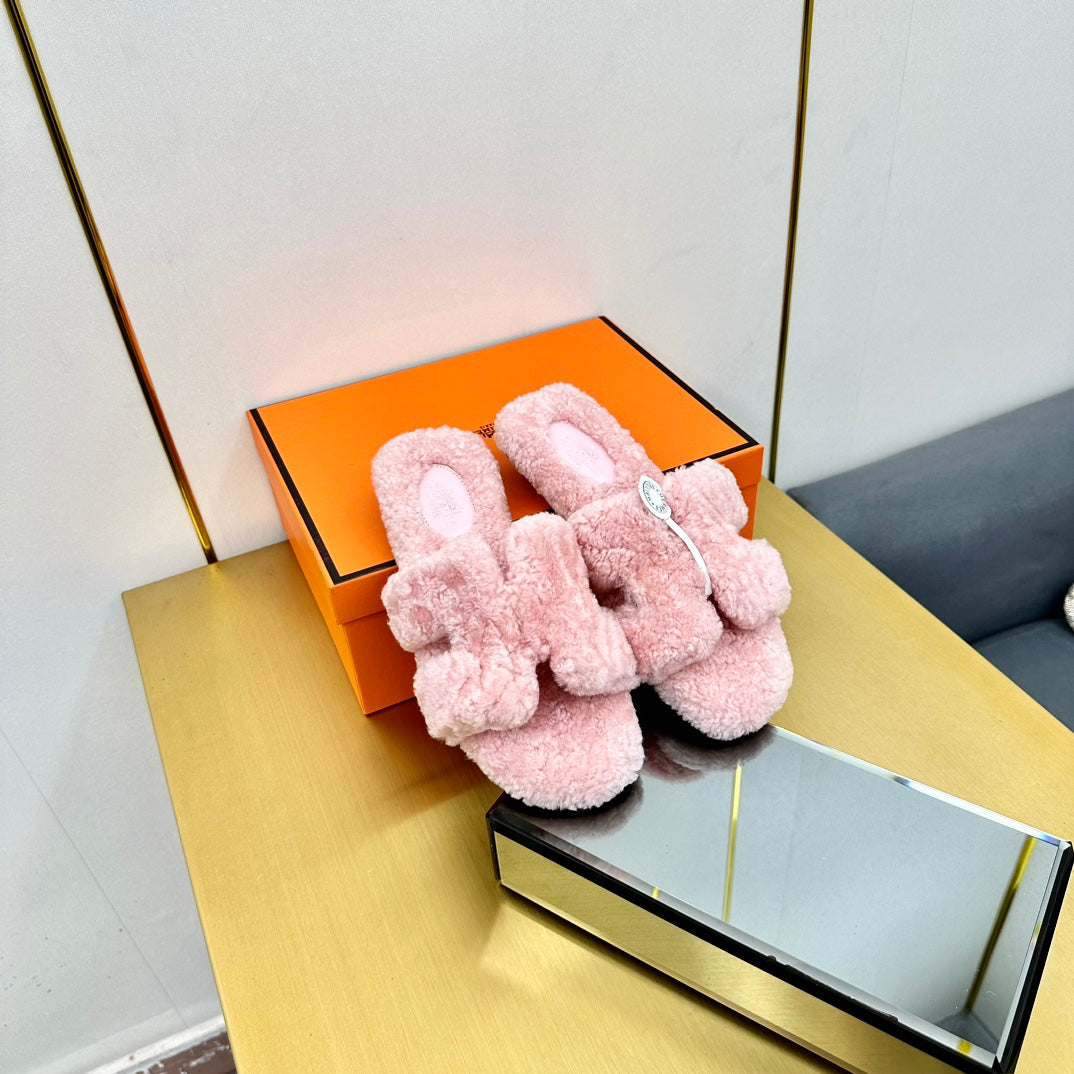 0RAN SHEARLING SANDALS BABY PINK - 35