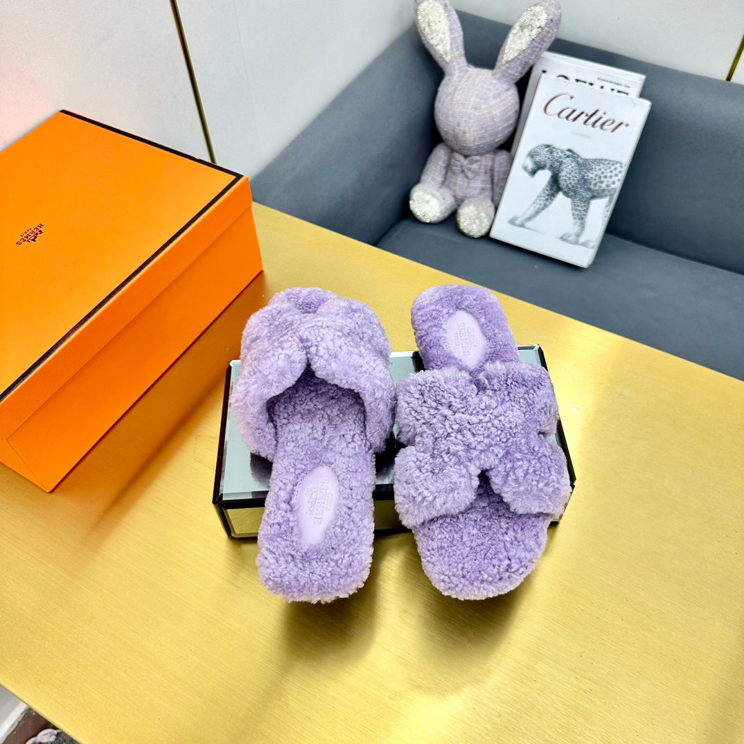 0RAN SHEARLING SANDALS PERIWINKLE PURPLE - 35