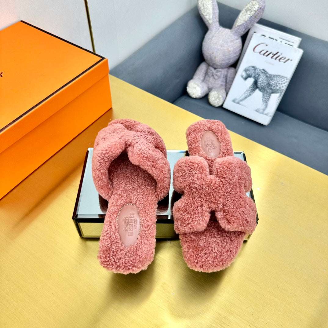 0RAN SHEARLING SANDALS PUNCH PINK - 35