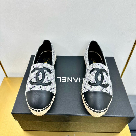 CC ESPADRILLES PLATFORM 25S MIX COLOR TWEED AND BLACK CALFSKIN - 34