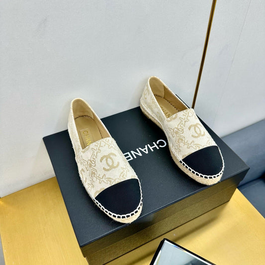 CC ESPADRILLES PLATFORM IN MOSSY BROWN MIX BLACK PATTERN FABRIC - 34