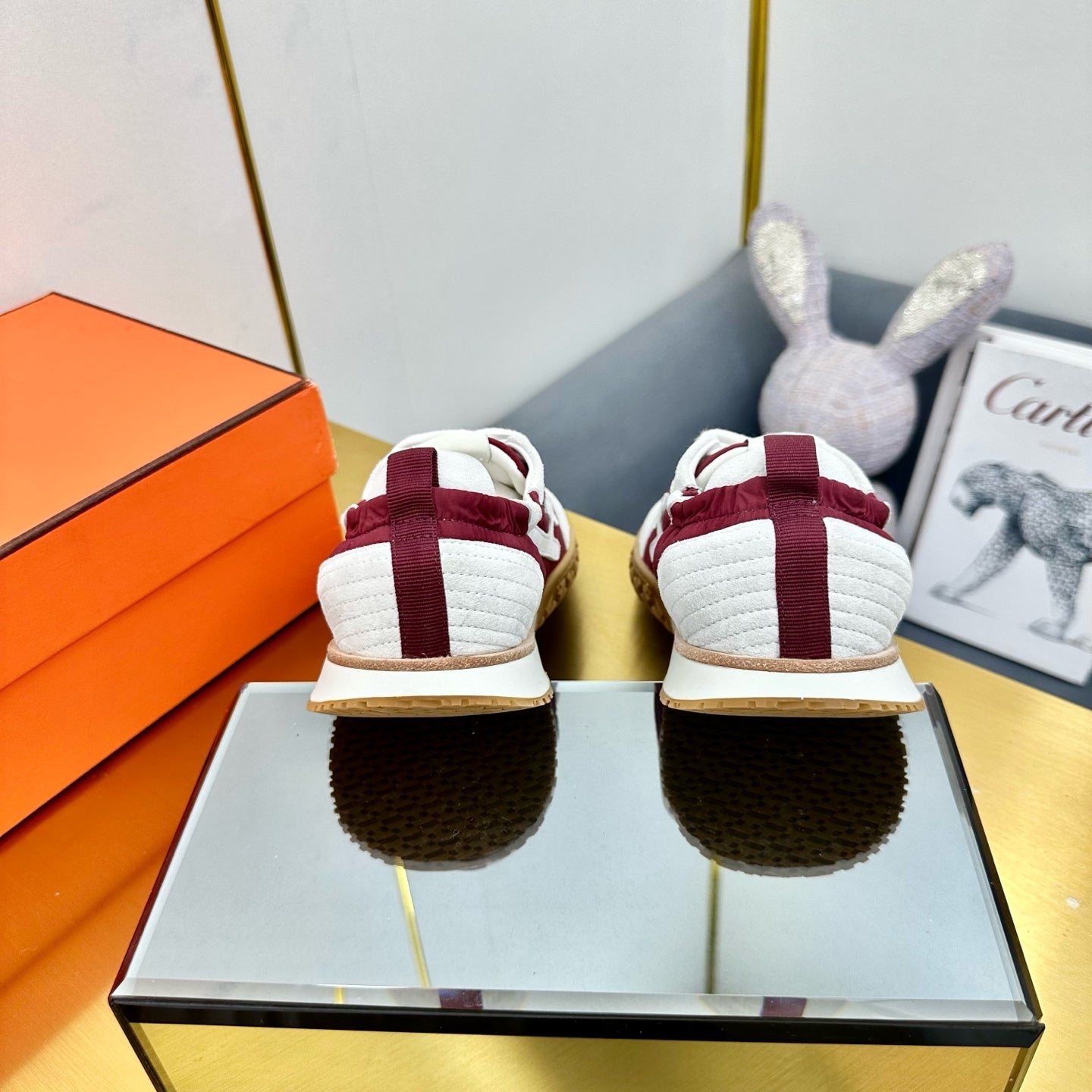 JET SNEAKER IN WHITE MIX SANGRIA RED SUEDE - 35