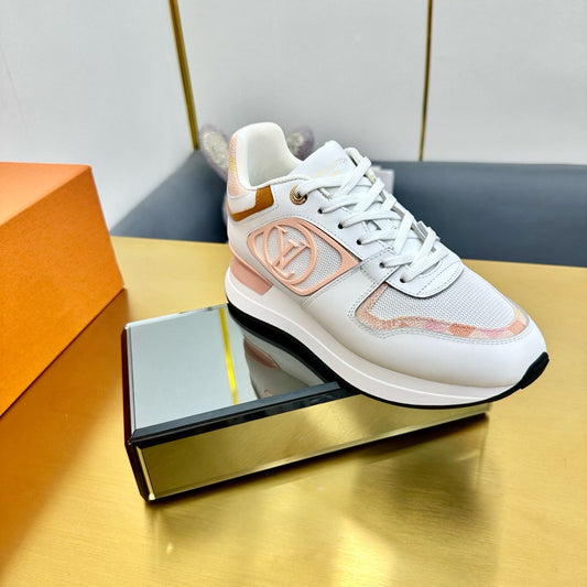 NEO RUN AWAY SNEAKER IN WHITE MIX PEACH PINK CALFSKIN - 35