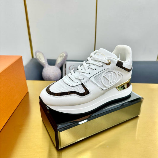 NEO RUN AWAY SNEAKER IN WHITE MIX CHOCOLATE BROWN CALFSKIN - 35