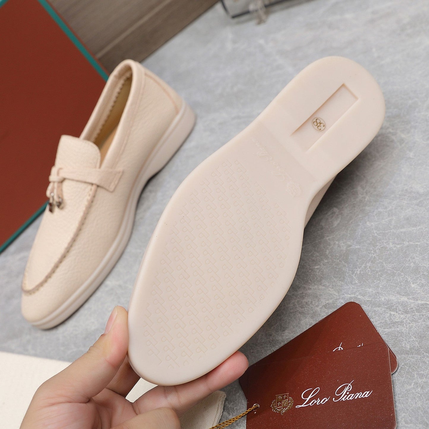 LP SUMMER CHARMS WALK LOAFERS BEIGE CREAM LAMBSKIN - 35