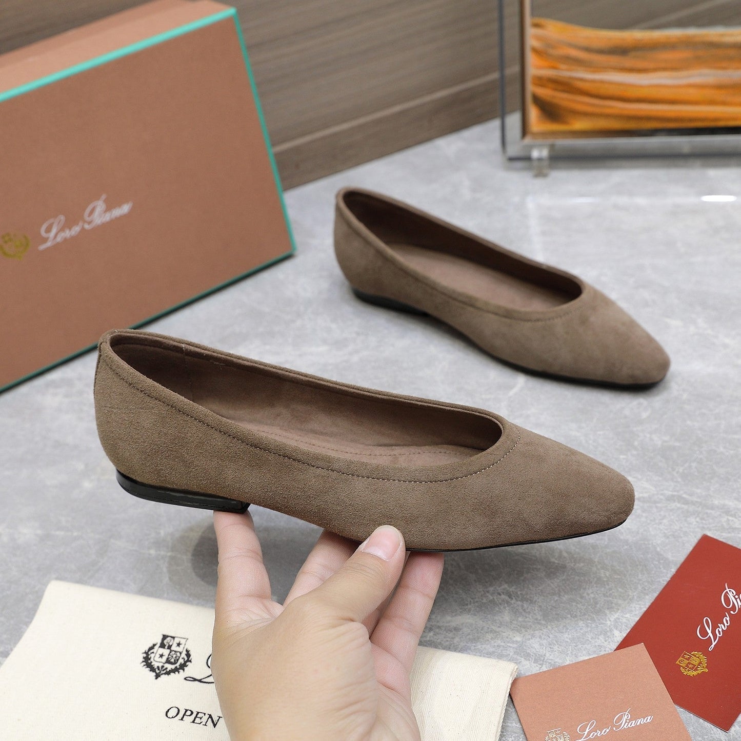 CLASSIC BALLET SHOES IN HEAVY BROWN SUEDE - 35