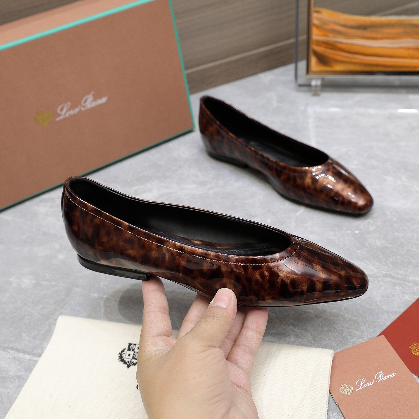 CLASSIC BALLET SHOES IN LEOPARD PRINT GLOSSY LEATHER - 35