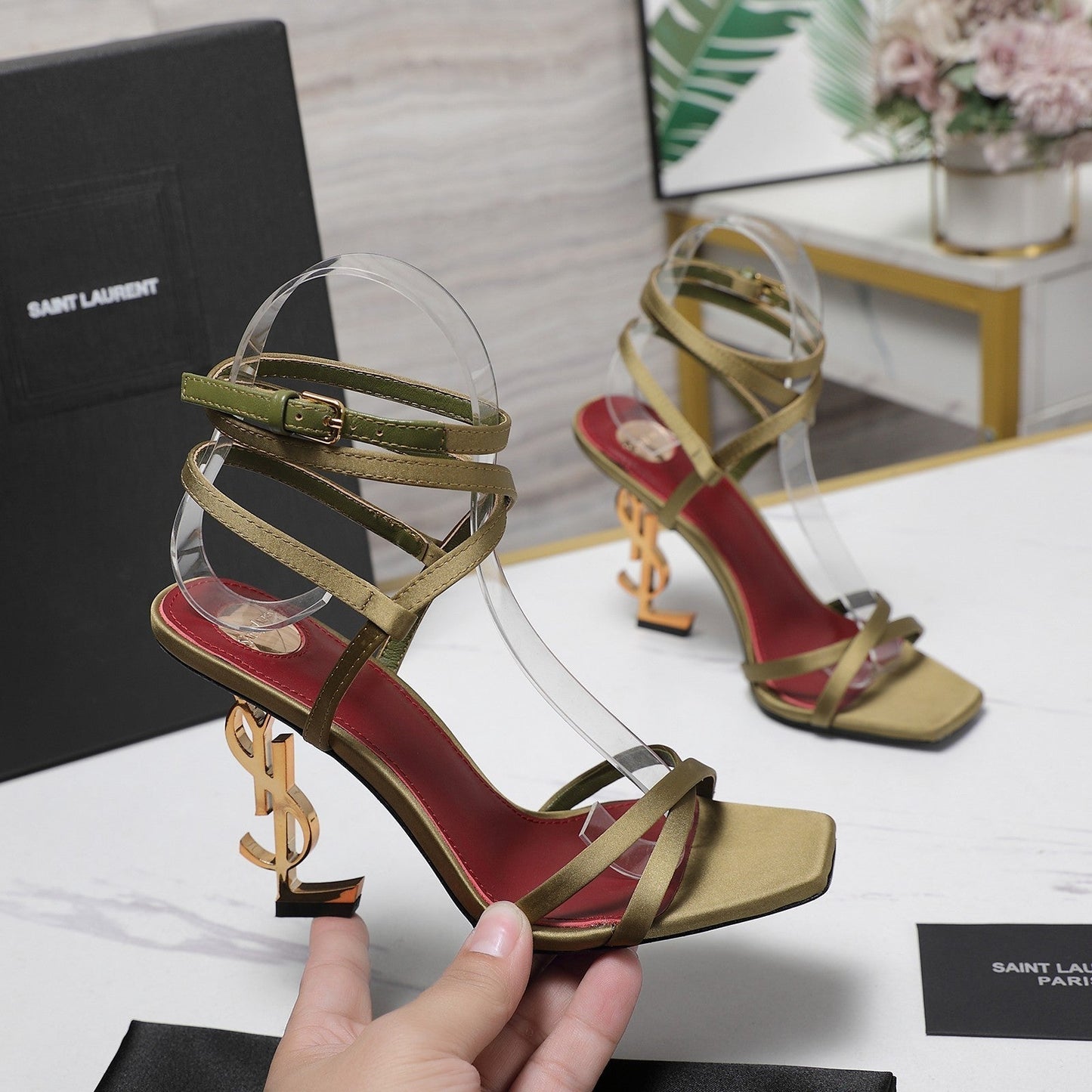 OPYUM SANDALS IN CUBA GOLD SATIN CREPE - 35