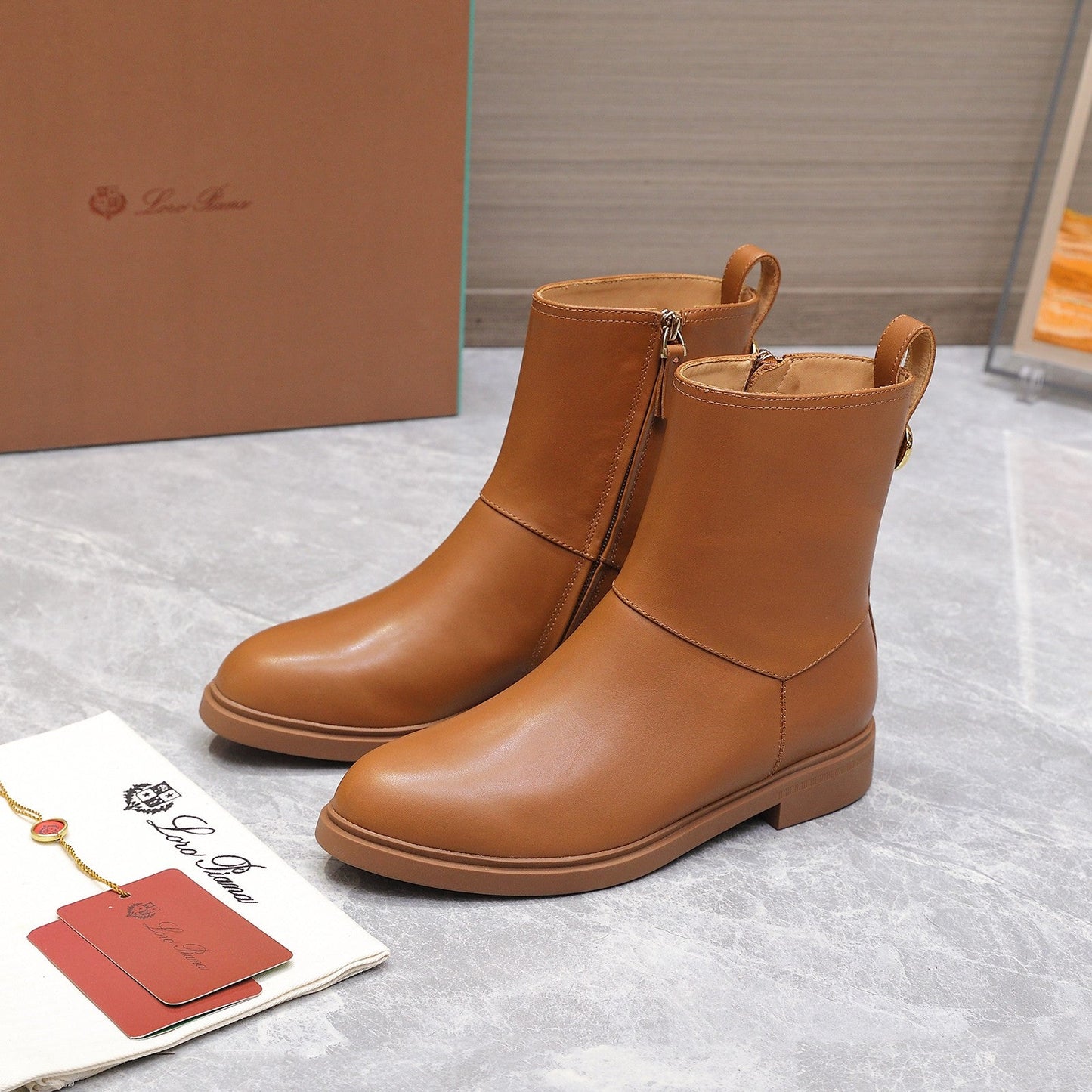 LP 25S KILDA ANKLE BOOT IN BURNT ORANGE CALFSKIN - 35