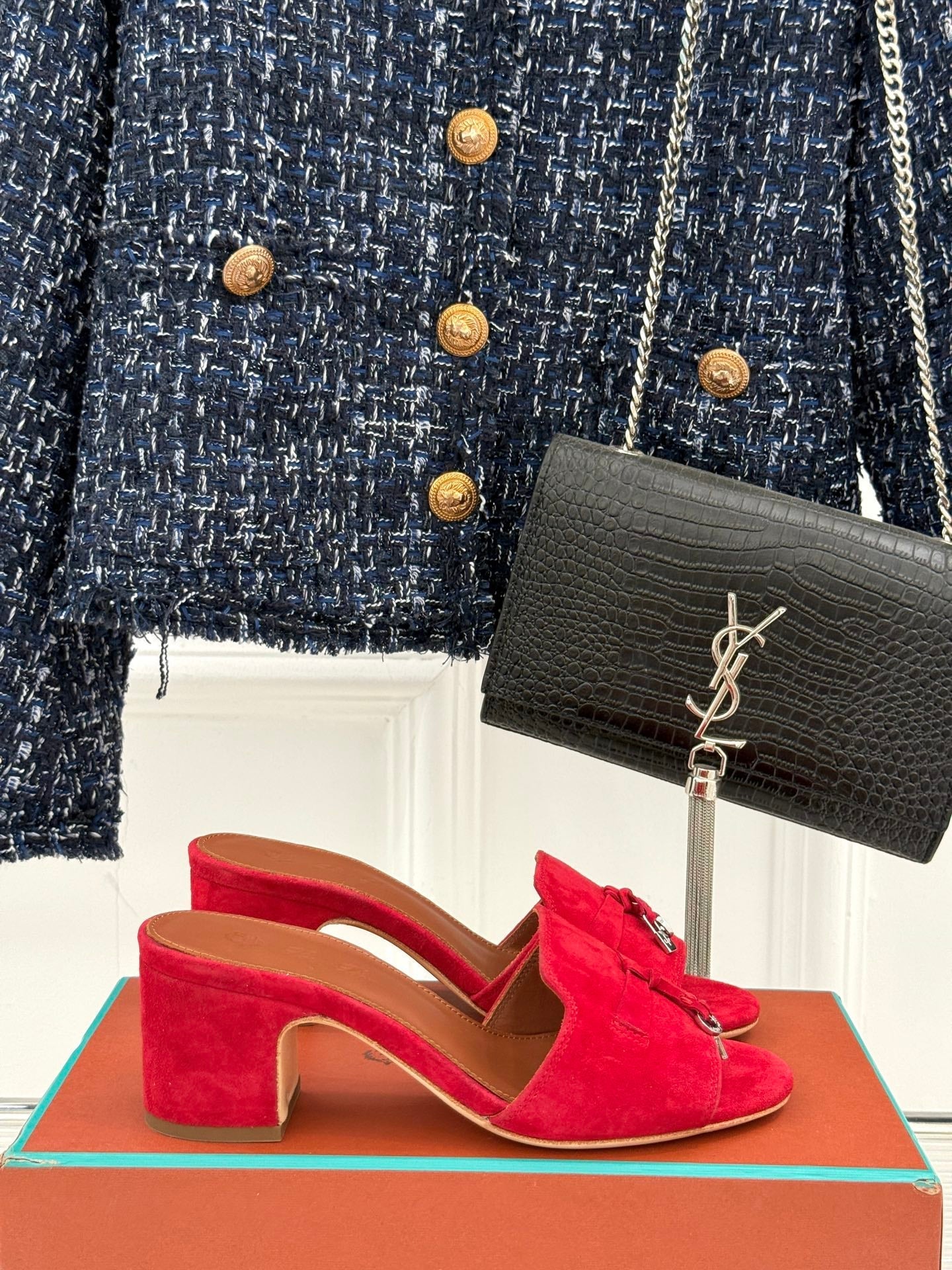 HIGH HEELS IN RED SUEDE AND LAMBSKIN - 35