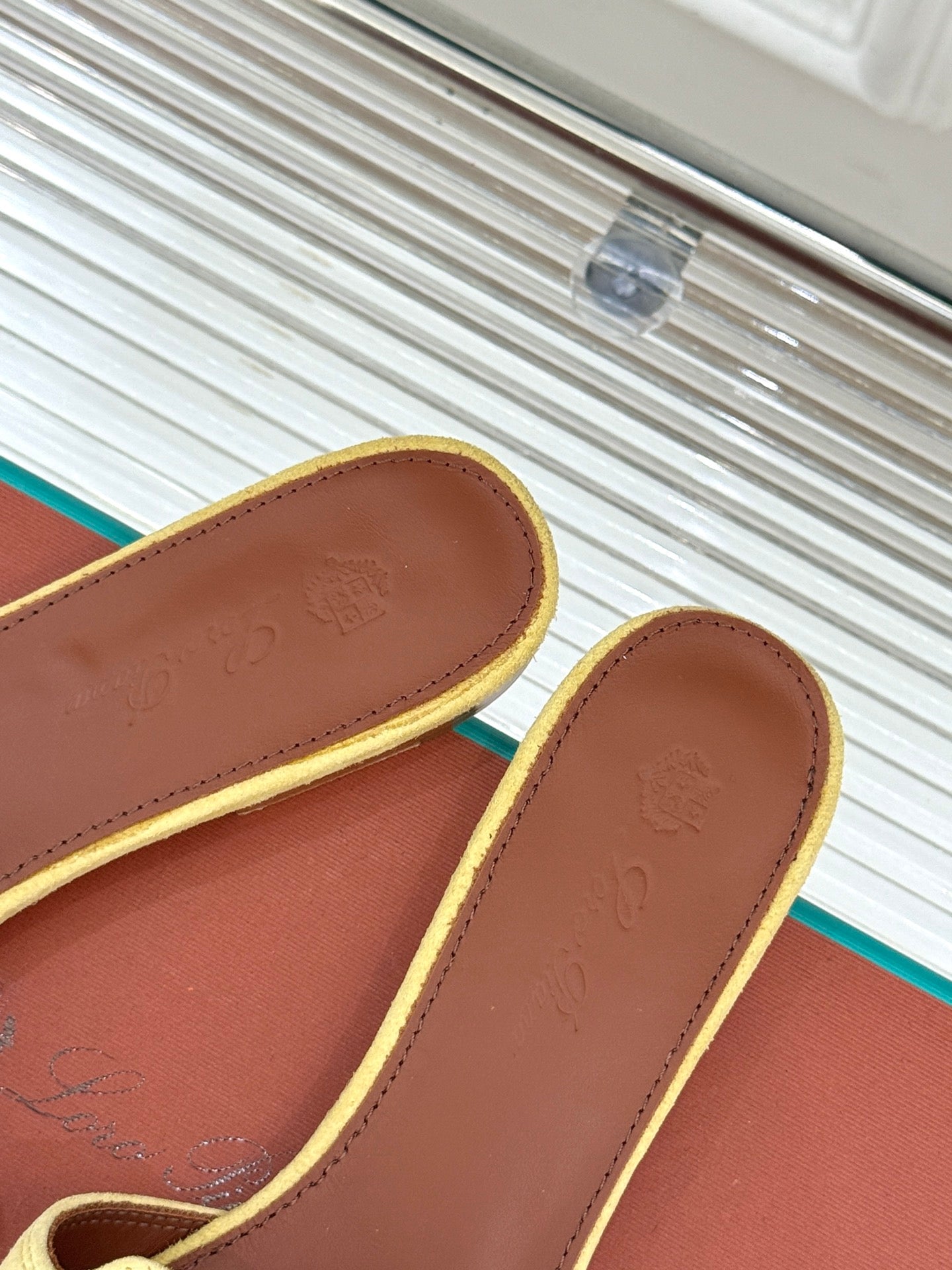 FLAT SANDALS IN YELLOW SUEDE AND LAMBSKIN - 35